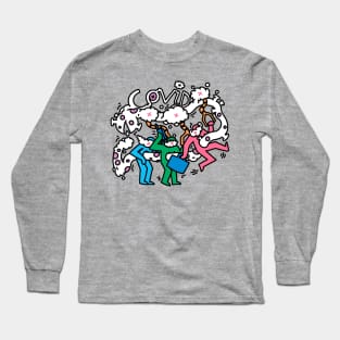 COVID Loop Pop Art Grey Long Sleeve T-Shirt